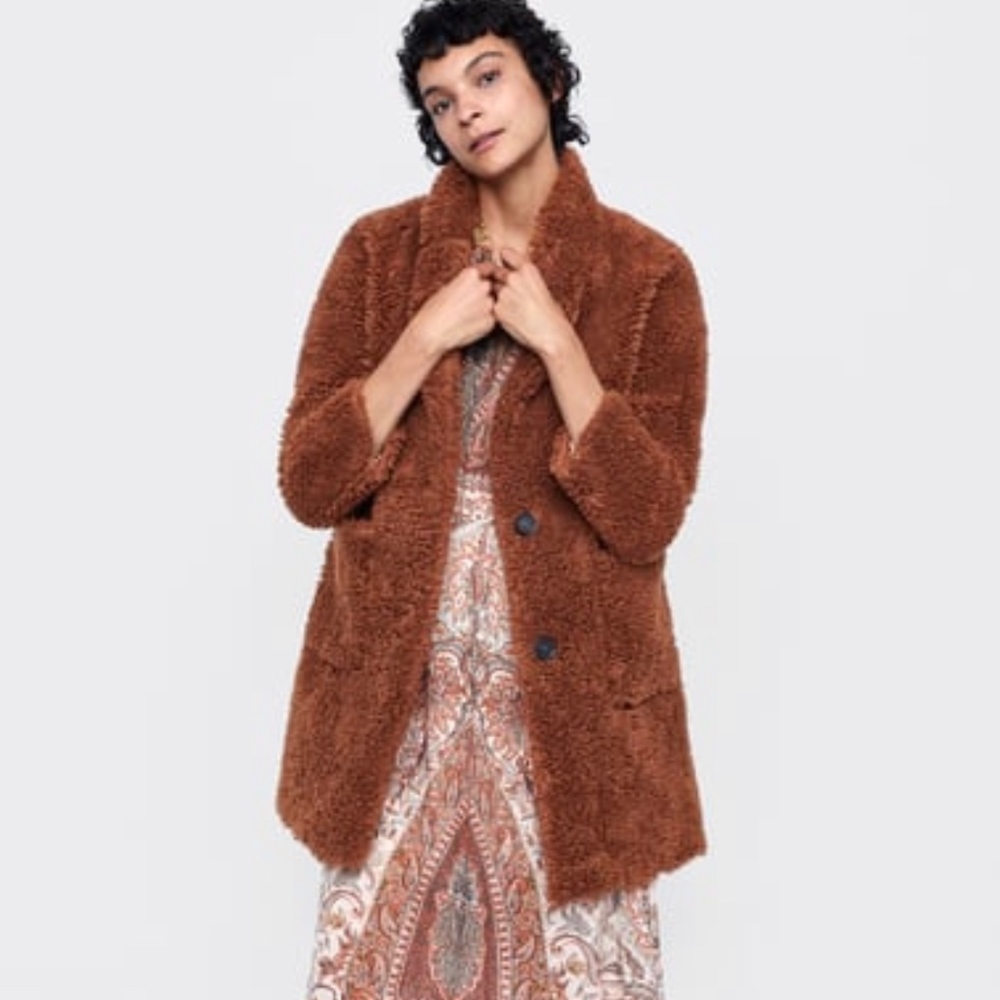 Zara Double Faced Faux Fur Coat